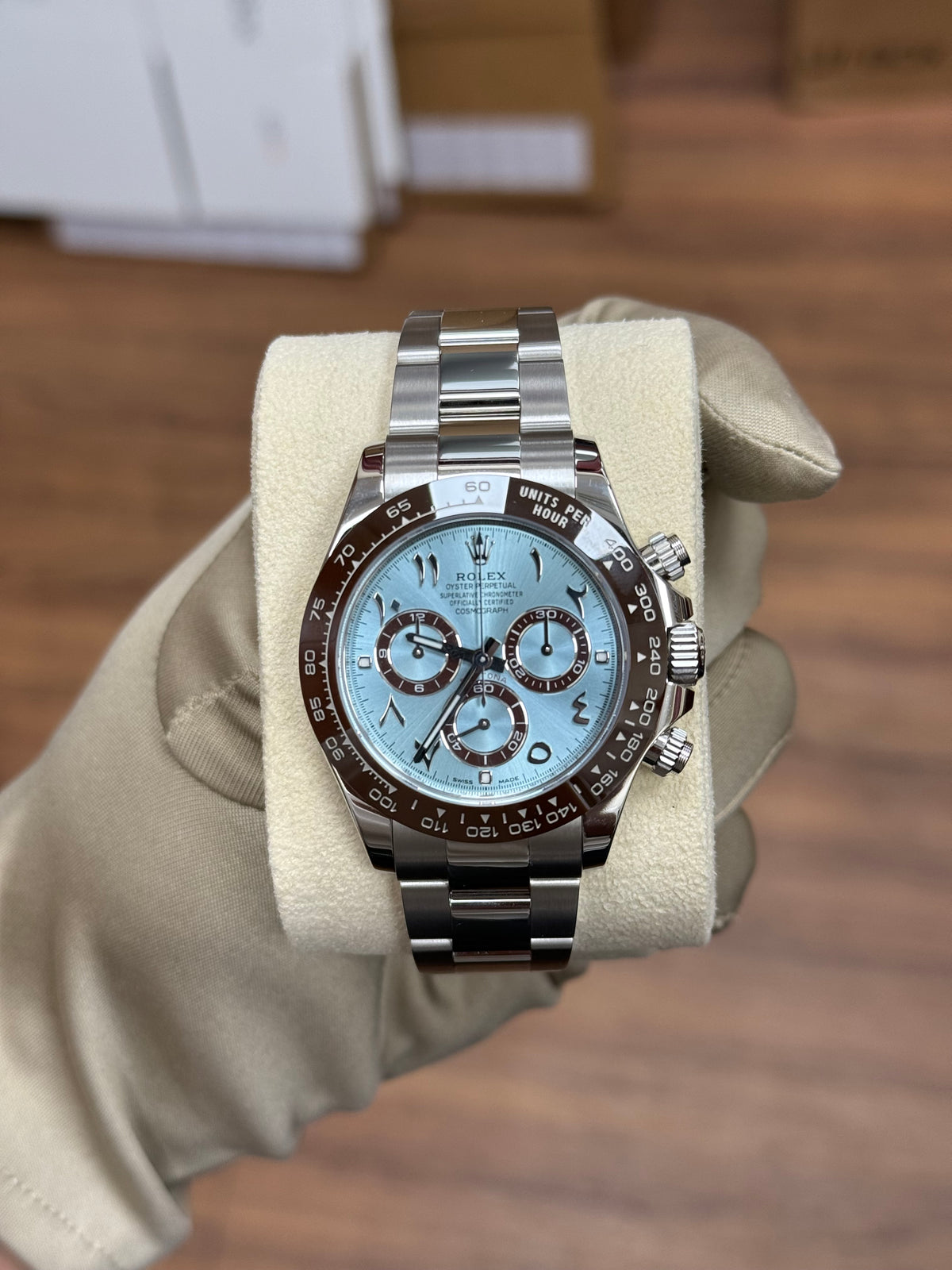 Deposit Rolex Platinum Cosmograph Daytona 40 Watch - Ice Blue Arabic Index Dial - 116506