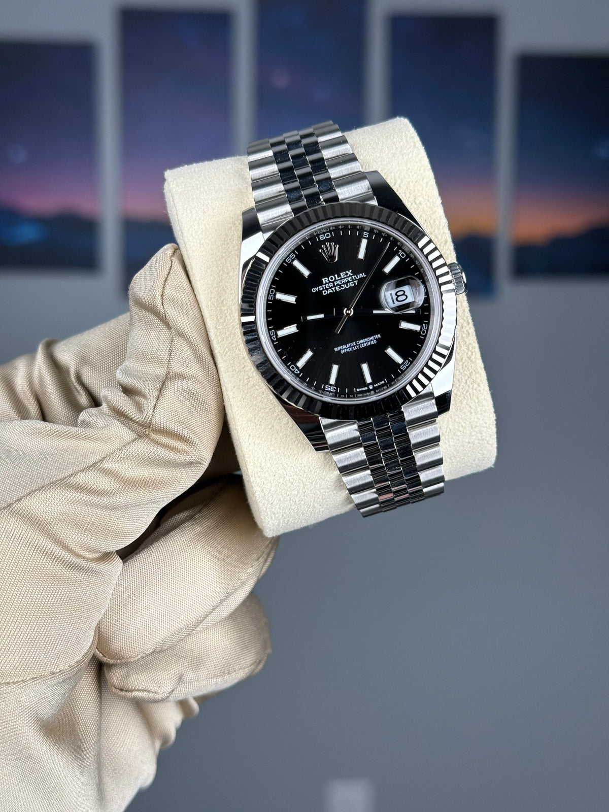 Rolex Steel and White Gold Rolesor Datejust 41 Watch - Fluted Bezel - Black Index Dial - Jubilee Bracelet - 126334 bkij